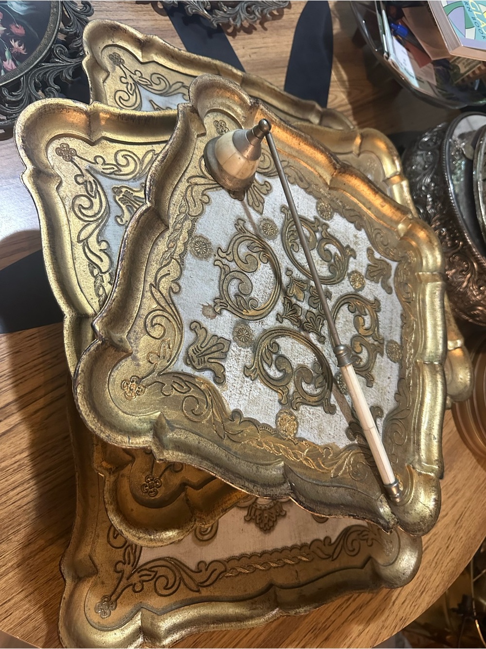 Vintage Florentine Ornate Gold Decorative Tray tops only - set of 2